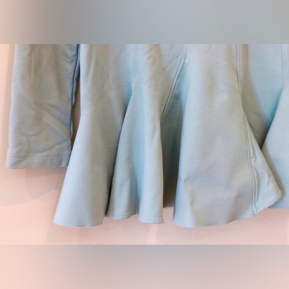 COS Light green/blue Long Sleeve scuba jersey top peplum stretch fit and flare - Picture 3 of 8